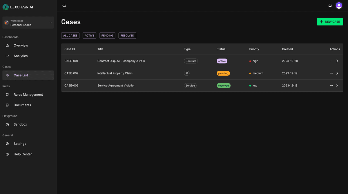 Case Management Interface